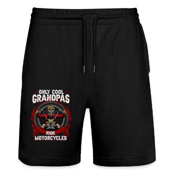 Cool Opa Biker - Stanley/Stella Unisex Bio Joggingshorts Trainer  - Schwarz - Vorne - Nik (191cm) & Marisol (170cm)