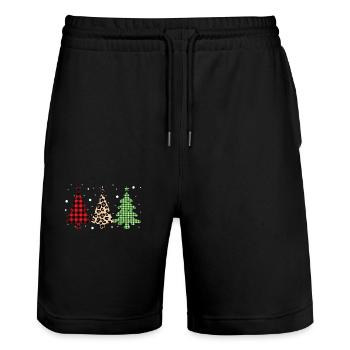 Joyeux Noël Buffalo Trees Leopard Plaid Print - Short de jogging bio TRAINER Stanley/Stella unisexe - noir - Devant - Nik (191cm) & Marisol (170cm)