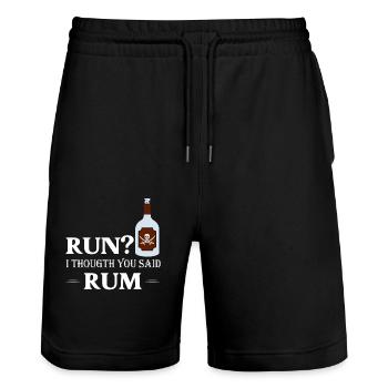 Run? I Thougth You Said Rum Drinking Alcohol - Stanley/Stella Unisex Bio Joggingshorts Trainer  - Schwarz - Vorne - Nik (191cm) & Marisol (170cm)
