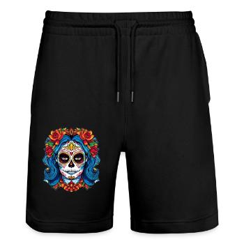 Spooky coloré La Catrina - Halloween Florral Wom - Short de jogging bio TRAINER Stanley/Stella unisexe - noir - Devant - Nik (191cm) & Marisol (170cm)