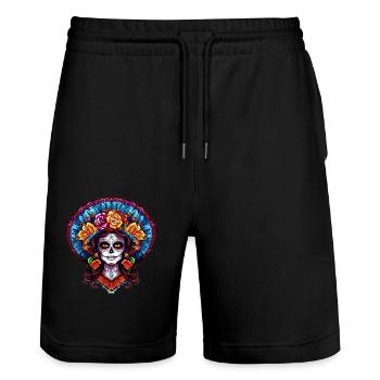 La Catrina: The Halloween Party Never Dies - Stanley/Stella Trainer Unisex Organic Jogging Shorts - black - Front - Nik (191cm) & Marisol (170cm)