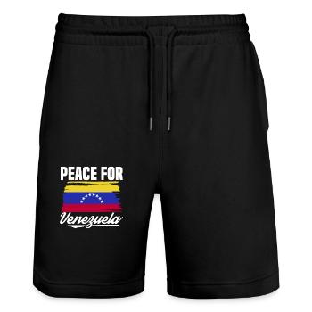 Drapeau de la tournée de pays de la paix pour le Venezuela en Amérique du Sud - Short de jogging bio TRAINER Stanley/Stella unisexe - noir - Devant - Nik (191cm) & Marisol (170cm)
