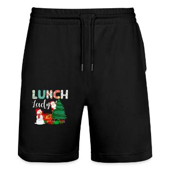 Lunch Lady Funny Christmas Tree Christmas - Stanley/Stella Trainer Unisex Organic Jogging Shorts - black - Front - Nik (191cm) & Marisol (170cm)
