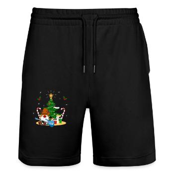 Bass Guitar Player Gnome Funny Christmas Tree - Stanley/Stella Trainer Unisex Organic Jogging Shorts - black - Front - Nik (191cm) & Marisol (170cm)