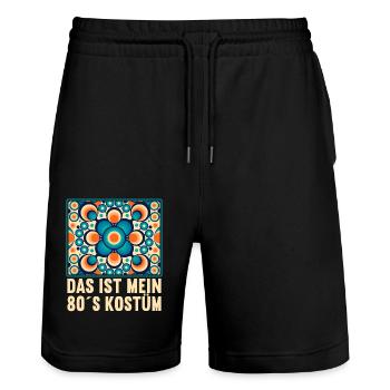 80er Motto Party Das ist mein 80er Jahre Kostüm - Stanley/Stella Unisex Bio Joggingshorts Trainer  - Schwarz - Vorne - Nik (191cm) & Marisol (170cm)