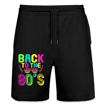 80s Themed Party Back to the 80s Costume - Stanley/Stella Trainer Unisex Organic Jogging Shorts - black - Front - Nik (191cm) & Marisol (170cm)