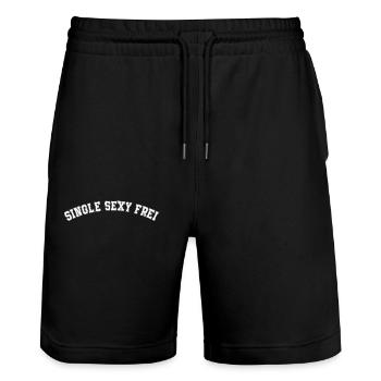 Single Sexy Frei Stolz Flirten Trennung Liebe Solo - Stanley/Stella Unisex Bio Joggingshorts Trainer  - Schwarz - Vorne - Nik (191cm) & Marisol (170cm)
