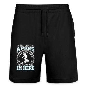 Ski Und Apres Ski Deshalb Bin Ich Hier - Stanley/Stella Unisex Bio Joggingshorts Trainer  - Schwarz - Vorne - Nik (191cm) & Marisol (170cm)
