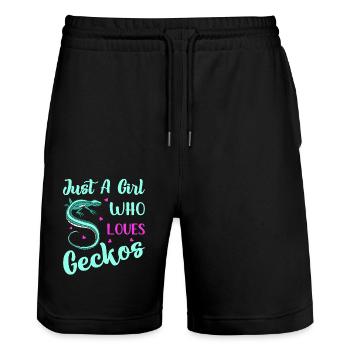 Just A Girl Who Loves Geckos Reptile Lizard Lover - Stanley/Stella Unisex Bio Joggingshorts Trainer  - Schwarz - Vorne - Nik (191cm) & Marisol (170cm)