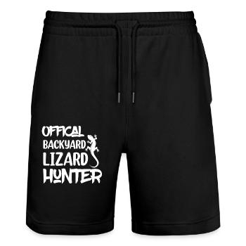 Offical Backyard Lizard Hunter Lizard Lover Reptile - Stanley/Stella Trainer Unisex Organic Jogging Shorts - black - Front - Nik (191cm) & Marisol (170cm)