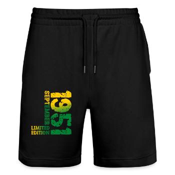 1951 September Limited Edition 72nd Birthday Deco - Stanley/Stella Trainer Unisex Organic Jogging Shorts - black - Front - Nik (191cm) & Marisol (170cm)