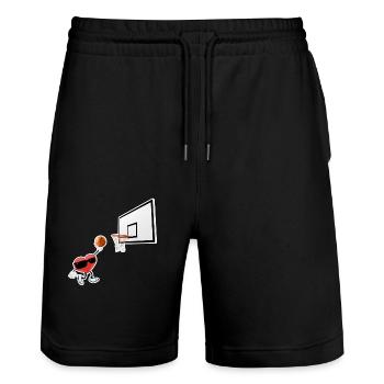 Joueur de basket-ball Heart Dunking de la Saint-Valentin - Short de jogging bio TRAINER Stanley/Stella unisexe - noir - Devant - Nik (191cm) & Marisol (170cm)