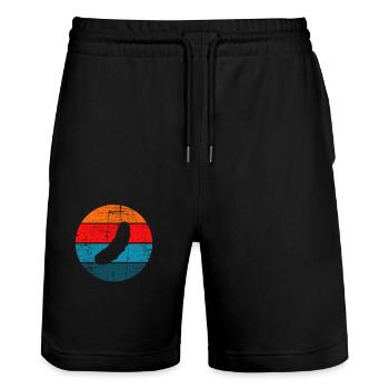Cucumber Pickle Circle Retro Gift - Stanley/Stella Trainer Unisex Organic Jogging Shorts - black - Front - Nik (191cm) & Marisol (170cm)