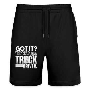 Truck Driver Thank A Truck Driver - Stanley/Stella Trainer Unisex Organic Jogging Shorts - black - Front - Nik (191cm) & Marisol (170cm)