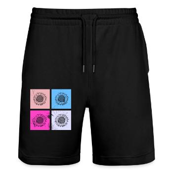 Sonnenblume Blüte Blume Retro Geschenk - Stanley/Stella Unisex Bio Joggingshorts Trainer  - Schwarz - Vorne - Nik (191cm) & Marisol (170cm)
