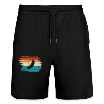 Gurke Gewürzgurke Kukumer Retro Saure Gurke - Stanley/Stella Unisex Bio Joggingshorts Trainer  - Schwarz - Vorne - Nik (191cm) & Marisol (170cm)