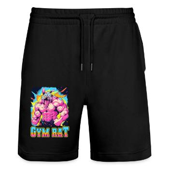 Gym Council Bodybuilding Weight Training Fun Fitness - Stanley/Stella Trainer Unisex Organic Jogging Shorts - black - Front - Nik (191cm) & Marisol (170cm)