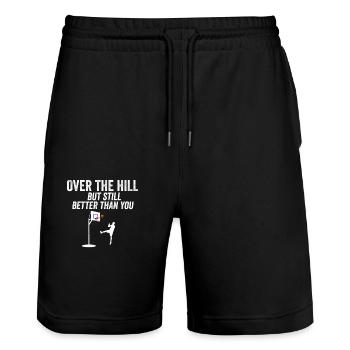 Lustig über den Hügel Basketball 30. 40. Cooler Tag - Stanley/Stella Unisex Bio Joggingshorts Trainer  - Schwarz - Vorne - Nik (191cm) & Marisol (170cm)