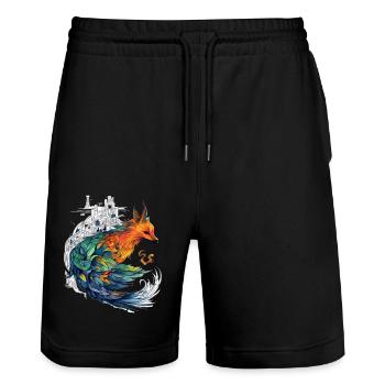 Arki der Phönix - Stanley/Stella Unisex Bio Joggingshorts Trainer  - Schwarz - Vorne - Nik (191cm) & Marisol (170cm)