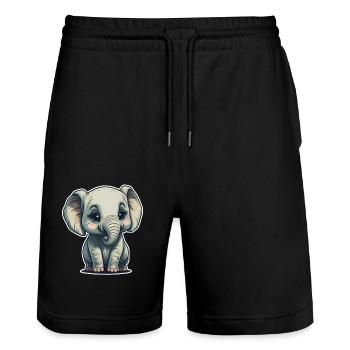Süsser Baby Elefant Elephant - Stanley/Stella Unisex Bio Joggingshorts Trainer  - Schwarz - Vorne - Nik (191cm) & Marisol (170cm)