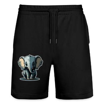 Süsser Baby Elefant Elephant - Stanley/Stella Unisex Bio Joggingshorts Trainer  - Schwarz - Vorne - Nik (191cm) & Marisol (170cm)