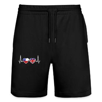 Chile UK Vintage Herzschlag Flagge Chilenisch - Stanley/Stella Unisex Bio Joggingshorts Trainer  - Schwarz - Vorne - Nik (191cm) & Marisol (170cm)