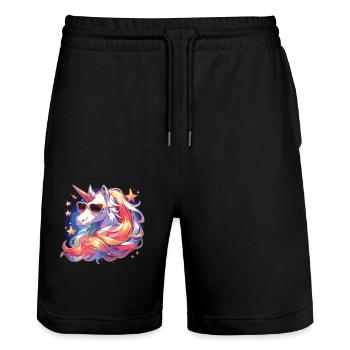 Lunettes de soleil Licorne - Short de jogging bio TRAINER Stanley/Stella unisexe - noir - Devant - Nik (191cm) & Marisol (170cm)