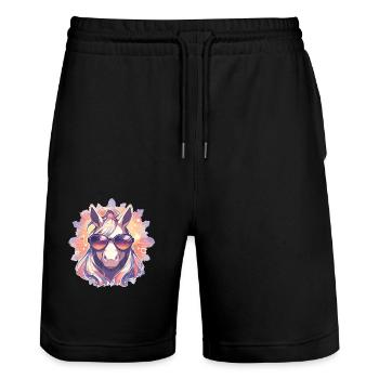 Lunettes de soleil Licorne - Short de jogging bio TRAINER Stanley/Stella unisexe - noir - Devant - Nik (191cm) & Marisol (170cm)