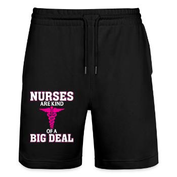 Nurses are a big deal - Stanley/Stella Trainer Unisex Organic Jogging Shorts - black - Front - Nik (191cm) & Marisol (170cm)