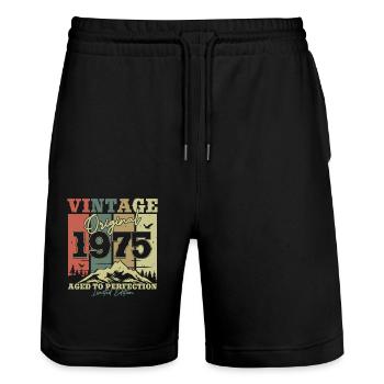 À l’origine 1975 Vintage Birthday Retro - Short de jogging bio TRAINER Stanley/Stella unisexe - noir - Devant - Nik (191cm) & Marisol (170cm)