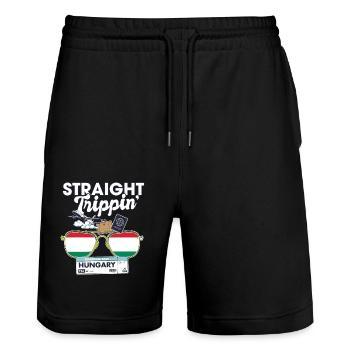 Straight Trippin' Hungary Vacation Tour Travel - Stanley/Stella Unisex Bio Joggingshorts Trainer  - Schwarz - Vorne - Nik (191cm) & Marisol (170cm)
