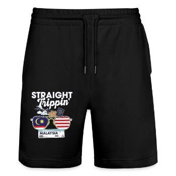 Straight Trippin' Malaysia Vacation Tour Travel - Stanley/Stella Trainer Unisex Organic Jogging Shorts - black - Front - Nik (191cm) & Marisol (170cm)
