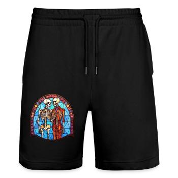 Halloween Stained Glass Stained Glass - Stanley/Stella Trainer Unisex Organic Jogging Shorts - black - Front - Nik (191cm) & Marisol (170cm)