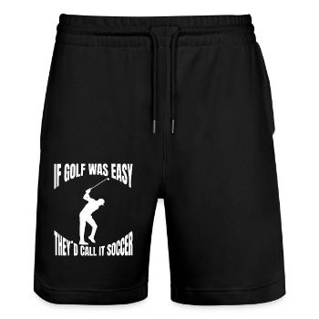 Golfer, golf, golf, golf club, golf course - Stanley/Stella Trainer Unisex Organic Jogging Shorts - black - Front - Nik (191cm) & Marisol (170cm)