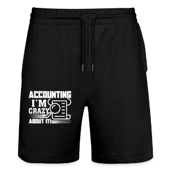 Accountant I'm Crazy About Accounting - Stanley/Stella Trainer Unisex Organic Jogging Shorts - black - Front - Nik (191cm) & Marisol (170cm)