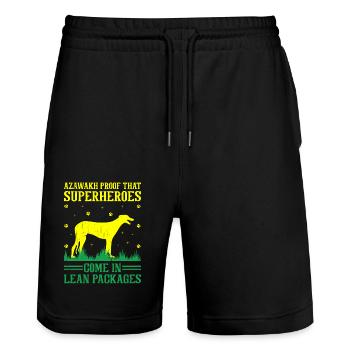 Azawakh Hundebesitzer Arabischer Windhund Tuareg Sloughi - Stanley/Stella Unisex Bio Joggingshorts Trainer  - Schwarz - Vorne - Nik (191cm) & Marisol (170cm)
