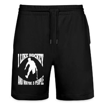 Hockey Feldhockey Hockeyspieler Geschenk Unihockey - Stanley/Stella Unisex Bio Joggingshorts Trainer  - Schwarz - Vorne - Nik (191cm) & Marisol (170cm)