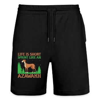 Azawakh Dog Owner Arabian Greyhound Tuareg Sloughi - Stanley/Stella Trainer Unisex Organic Jogging Shorts - black - Front - Nik (191cm) & Marisol (170cm)