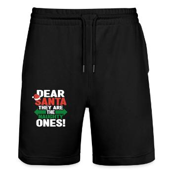 Dear Santa, you are the bad guys funny - Stanley/Stella Trainer Unisex Organic Jogging Shorts - black - Front - Nik (191cm) & Marisol (170cm)