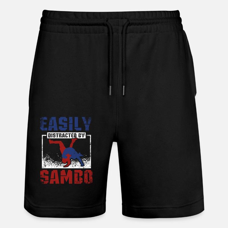 Easily distracted by Sambo - Stanley/Stella Trainer Unisex Organic Jogging Shorts - black