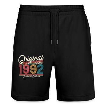 Vintage 1992 Geburtstagsgeschenk - Stanley/Stella Unisex Bio Joggingshorts Trainer  - Schwarz - Vorne - Nik (191cm) & Marisol (170cm)