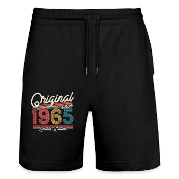 Gift 1965 vintage 58/59 years - Stanley/Stella Trainer Unisex Organic Jogging Shorts - black - Front - Nik (191cm) & Marisol (170cm)