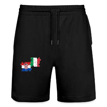 Kroatien Italien Flagge Italienisch Kroate - Stanley/Stella Unisex Bio Joggingshorts Trainer  - Schwarz - Vorne - Nik (191cm) & Marisol (170cm)