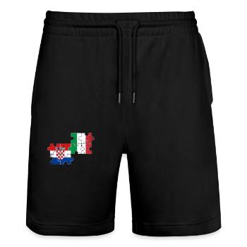 Croatia Italy Vintage Flag Italian Croatian - Stanley/Stella Trainer Unisex Organic Jogging Shorts - black - Front - Nik (191cm) & Marisol (170cm)