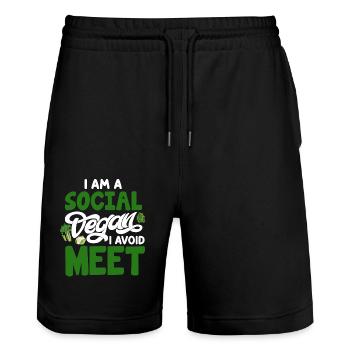 Véganisme végétalien - Short de jogging bio TRAINER Stanley/Stella unisexe - noir - Devant - Nik (191cm) & Marisol (170cm)