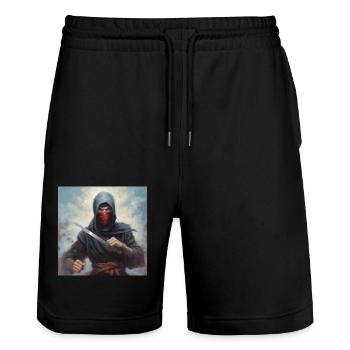 T-shirt Ninja Hommes, Autocollants Fantaisie Garçons Tailles, Casquettes Mugs - Short de jogging bio TRAINER Stanley/Stella unisexe - noir - Devant - Nik (191cm) & Marisol (170cm)