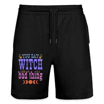 You say those things like that's a bad thing. - Stanley/Stella Trainer Unisex Organic Jogging Shorts - black - Front - Nik (191cm) & Marisol (170cm)