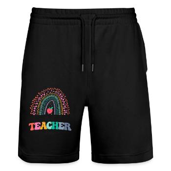 Best Teacher Ever! Womens Shirt, Teacher - Stanley/Stella Trainer Unisex Organic Jogging Shorts - black - Front - Nik (191cm) & Marisol (170cm)