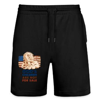 Gottes Kinder stehen nicht zum Verkauf - Stanley/Stella Unisex Bio Joggingshorts Trainer  - Schwarz - Vorne - Nik (191cm) & Marisol (170cm)