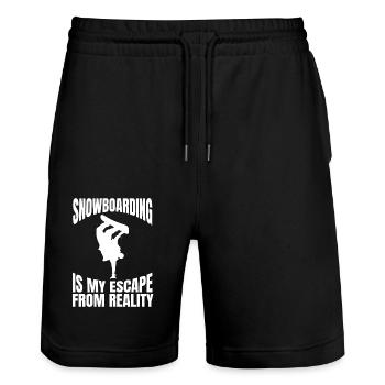 Snowboardfahrer Geschenk Snowboardsport Snowboard - Stanley/Stella Unisex Bio Joggingshorts Trainer  - Schwarz - Vorne - Nik (191cm) & Marisol (170cm)